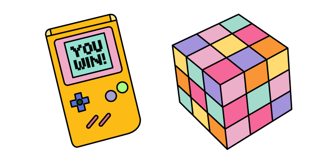 VSCO Girl Game Box and Rubik's Cube курсор