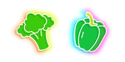 Neon Broccoli and Green Pepper Cursor