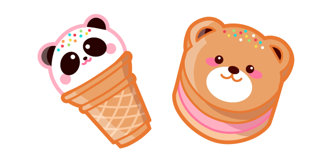 Cute Panda Ice Cream and Bear Pancakes Cursor