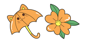 VSCO Girl Cat Umbrella and Flower Curseur
