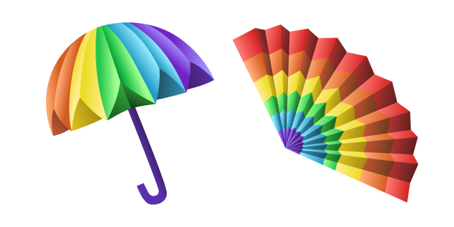 Origami Colorful Umbrella and Rainbow Fan курсор