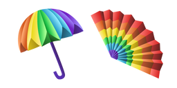 Origami Colorful Umbrella and Rainbow Fan