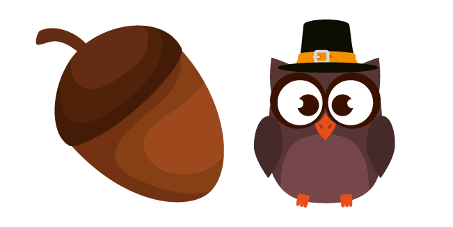 Thanksgiving Day Owl and Acorn курсор