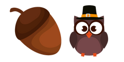 Thanksgiving Day Owl and Acorn Curseur