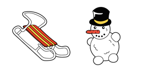 VSCO Girl Winter Sled and Snowman Curseur