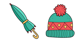 Курсор VSCO Girl Green Umbrella and Hat