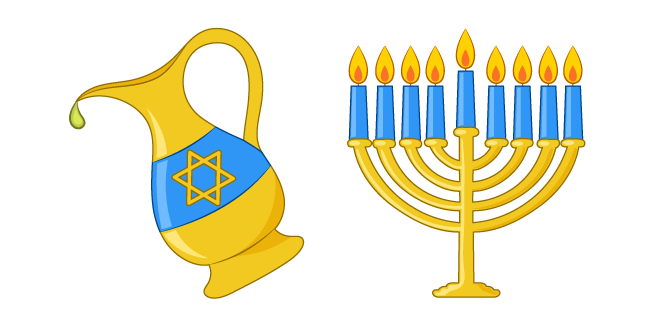 Hanukkah Jug and Menorah Cursor