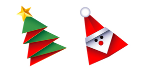Origami Christmas Tree and Santa Claus Cursor