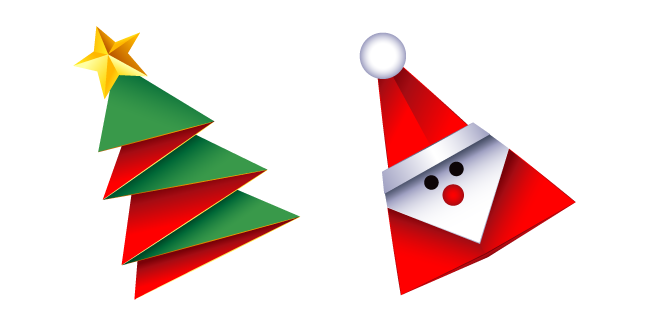 Origami Christmas Tree and Santa Claus Cursor