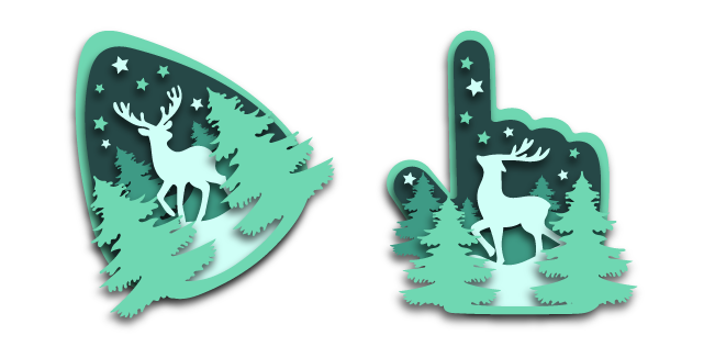 Reindeer in Forest Paper Cut курсор