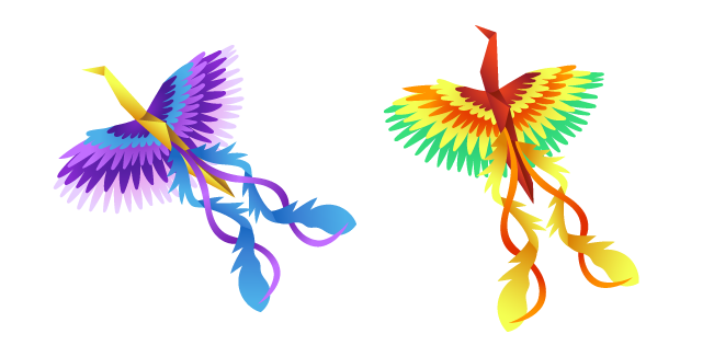 Origami Purple and Rainbow Firebirds Cursor