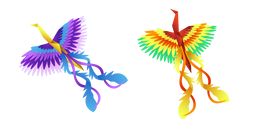 Origami Purple and Rainbow Firebirds Cursor