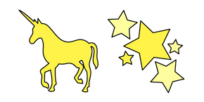 VSCO Girl Yellow Unicorn and Stars Curseur