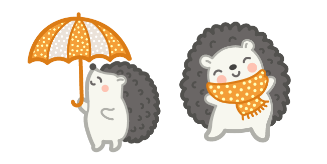 Cute Hedgehog With Umbrella and Scarf курсор