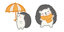 Cute Hedgehog With Umbrella and Scarf