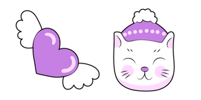 Курсор VSCO Girl Purple Heart and Cat