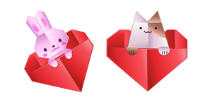 Origami Hare and Cat in Heart Curseur