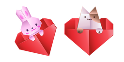 Origami Hare and Cat in Heart Cursor