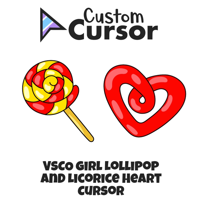 VSCO Girl Lollipop and Licorice Heart cursor Custom Cursor