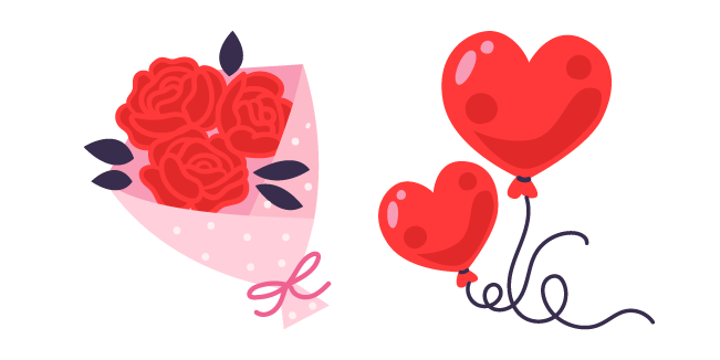 Valentine's Day Bouquet and Balloons Cursor