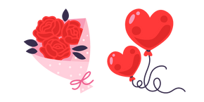 Valentine's Day Bouquet and Balloons cursor