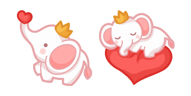 Cute Elephant and Hearts Cursor