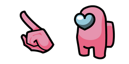 Among Us Pink Heart Character Cursor