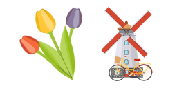 Netherlands Tulips and Windmill Cursor