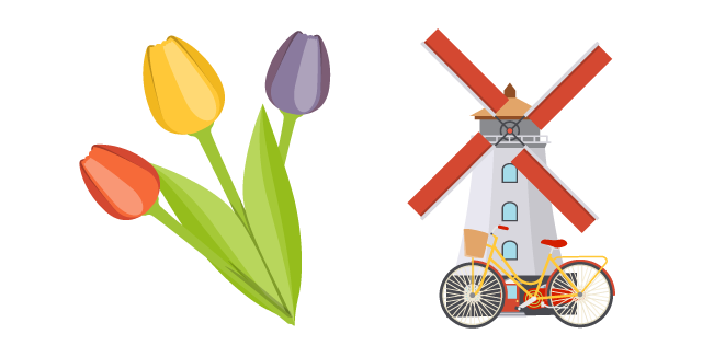 Netherlands Tulips and Windmill Cursor