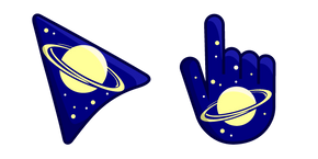 Blue Space and Yellow Planets Cursor