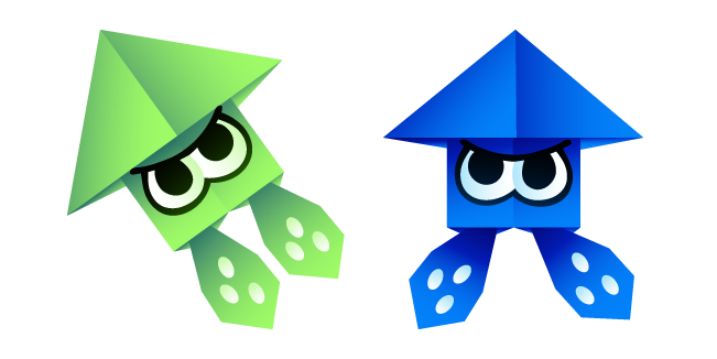 Origami Green and Blue Splatoon Squids курсор