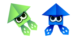 Origami Green and Blue Splatoon Squids Cursor