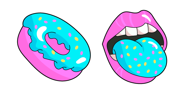 VSCO Girl Pink Donut and Blue Tongue Cursor