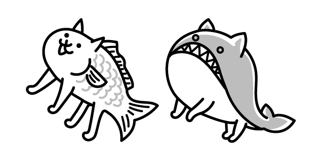 The Battle Cats Fish Cat and Whale Cat курсор