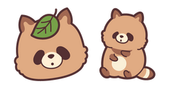 Cute Tanuki and Leaf Curseur