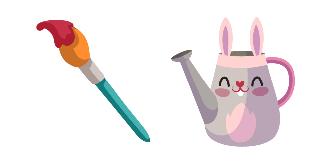 Easter Hare Watering Can and Brush курсор