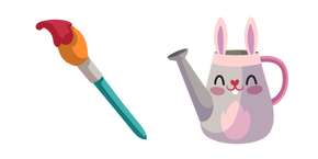 Easter Hare Watering Can and Brush Cursor