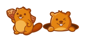 Курсор Cute Beaver With Tree Log