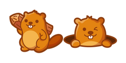 Cute Beaver With Tree Log Cursor