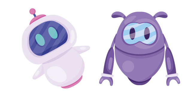 White and Purple Robots Cursor
