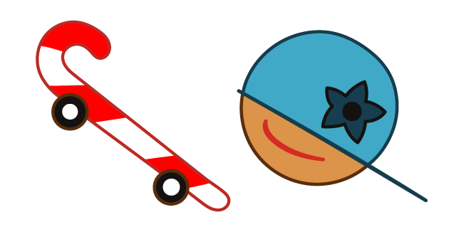 Cookie Run Skater Cookie and Cat Tail Candy Cane Board Cursor