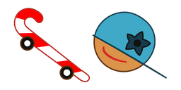 Cookie Run Skater Cookie and Cat Tail Candy Cane Board Cursor