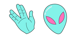 VSCO Girl Blue Alien and Hand Cursor