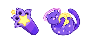 Cute Space Cat Playing with Moon and Stars Cursor