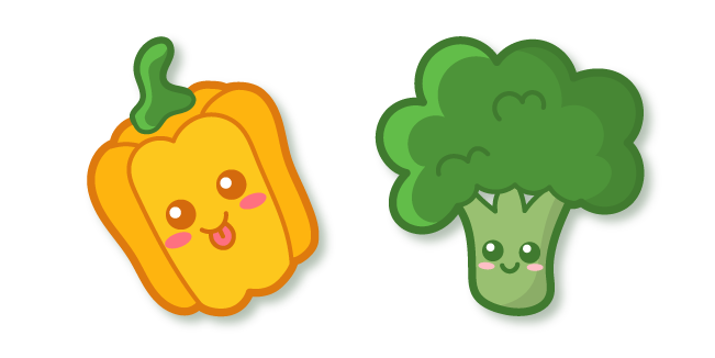 Kawaii Yellow Pepper and Broccoli курсор
