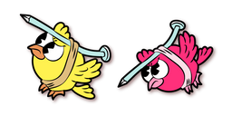 Cuphead Yellow and Pink Nail Birds Cursor