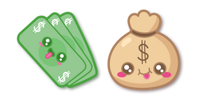 Kawaii Money Bag and Cash Curseur