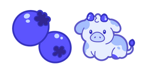 Kawaii Blueberry Cow and Blueberries Cursor