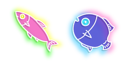 Neon Purple and Red Fish Cursor