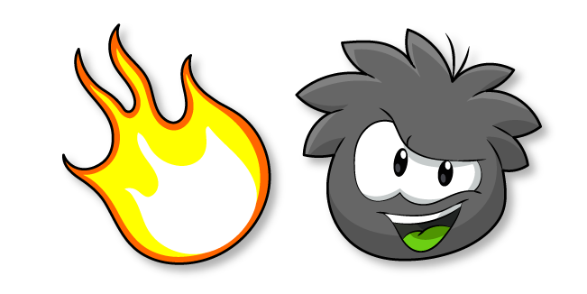 Club Penguin Black Puffle and Fire Cursor